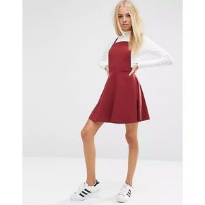 ASOS Pinafore Jumper Dress Maroon Red Size 14